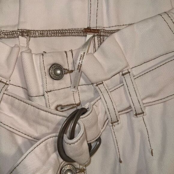 Free People Cindy Utility Shorts white paper bag belted size 2 - Picture 3 of 5